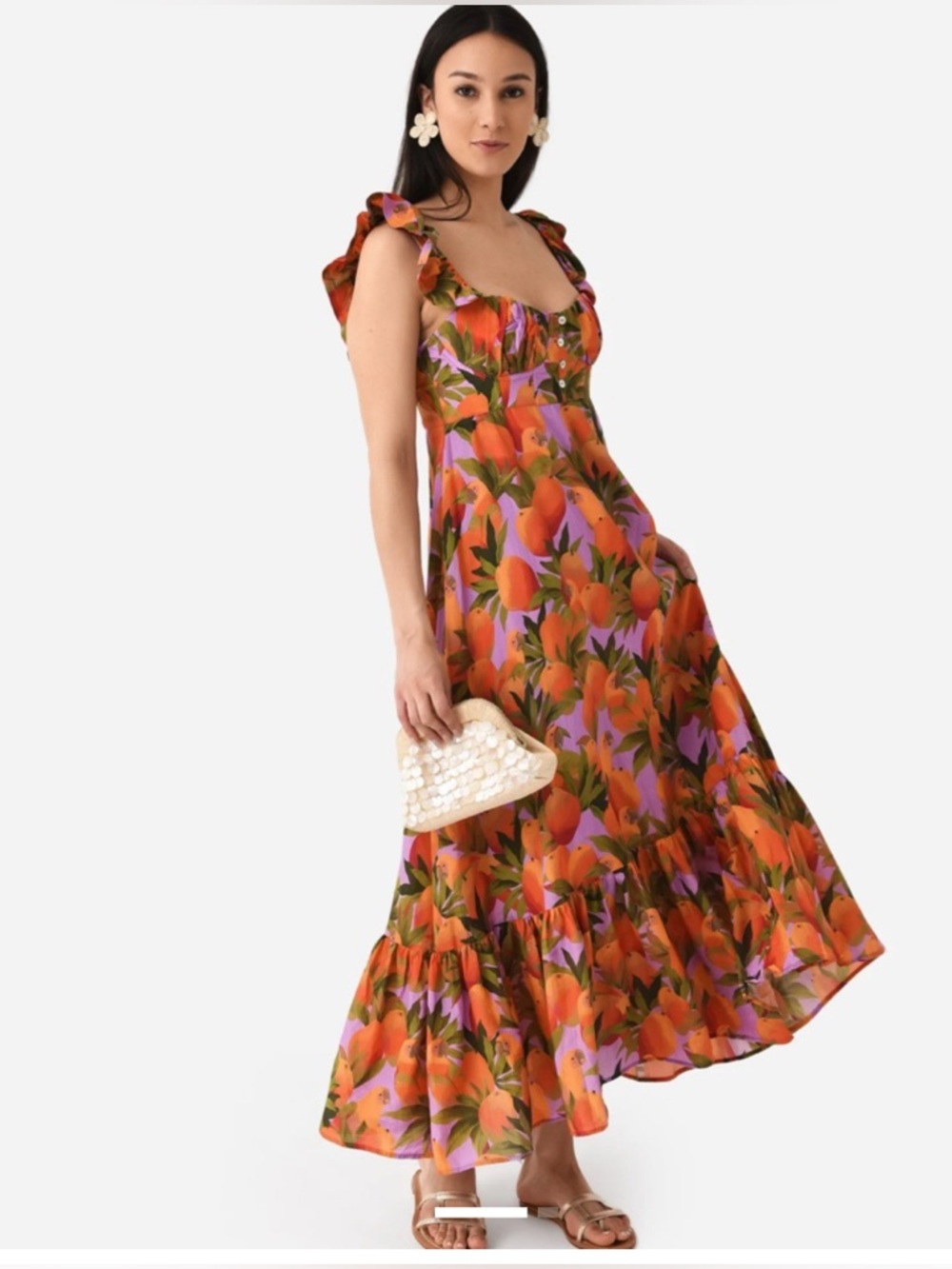 Farm Rio Mango Macaws Maxi Dress Medium - Picture 14 of 15